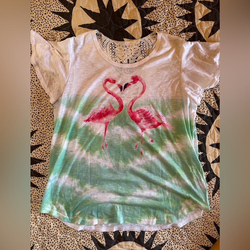 Aqua Dye + White Flamingo Shirt